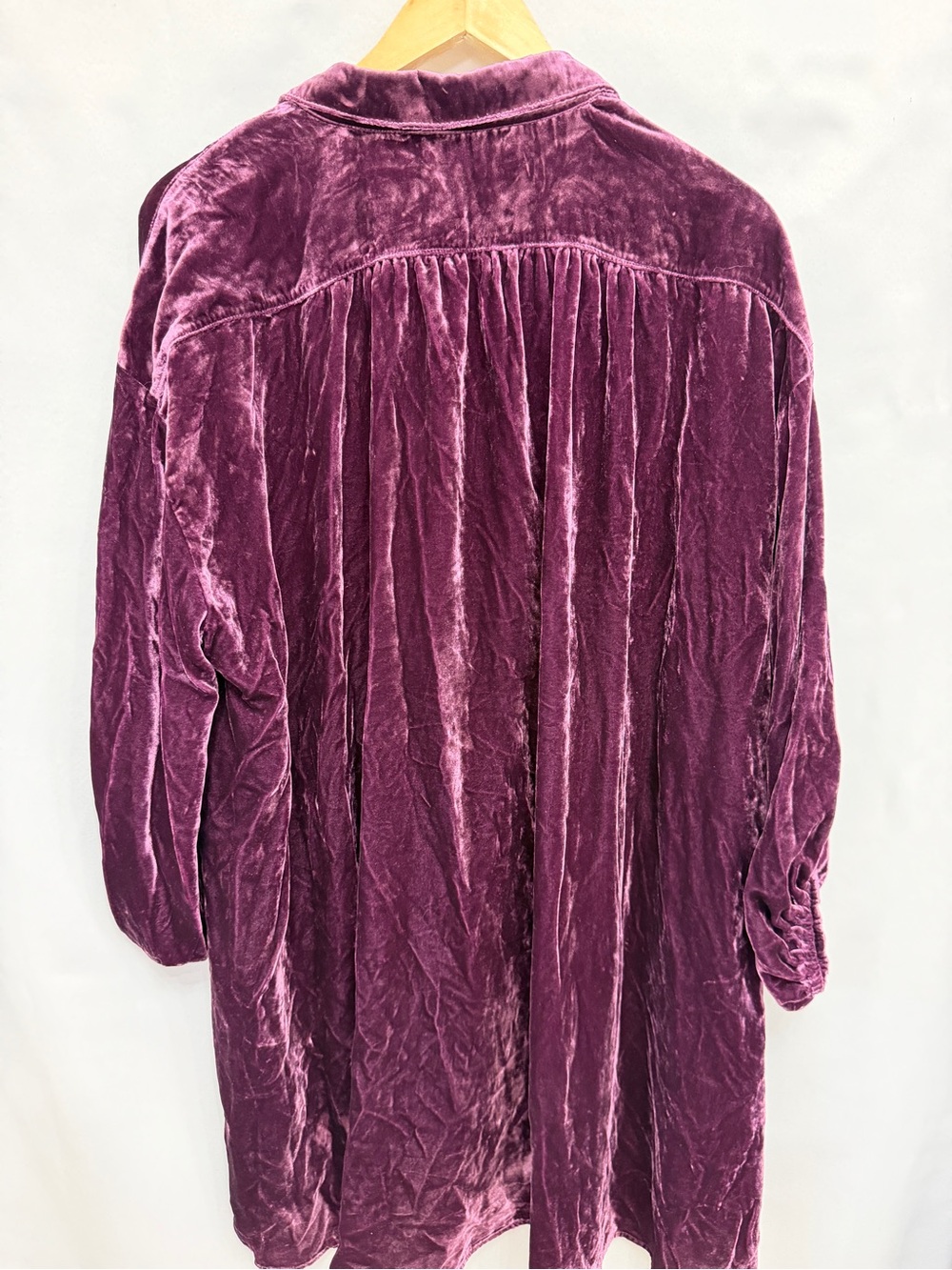Free People Plum Velvet Oversized Tunic Shirt Small - Picture 2 of 9